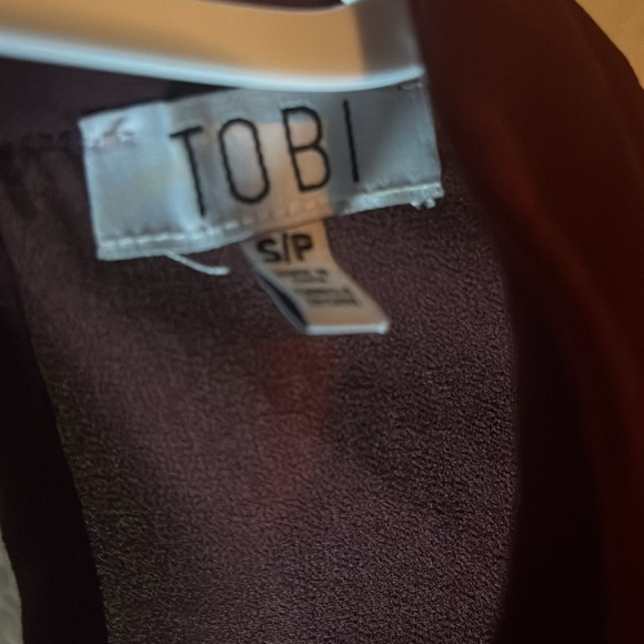 TOBI Burgundy Sheer Wrap Top - Size Small - Picture 3 of 3
